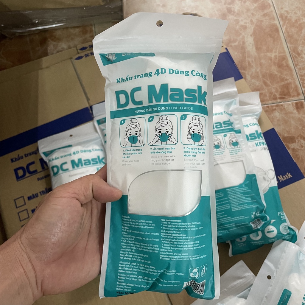 Túi 10 chiếc khẩu trang 4D Dũng Công Mask KF94 lọc bụi mịn, kháng khuẩn 4 lớp - Konni39 Sơn Hòa - 1900886806