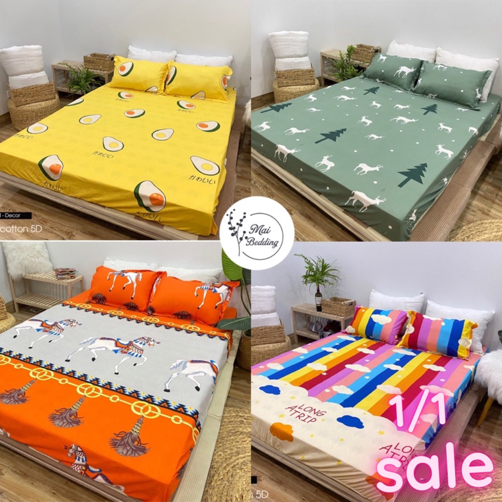 Bộ chăn ga gối cotton poly 3 món kẻ 💖 giá rẻ hàng xịn💖 chiếu liệu đẹp hàng nhập m6/m8/2m + 2 vỏ gối nằm poly