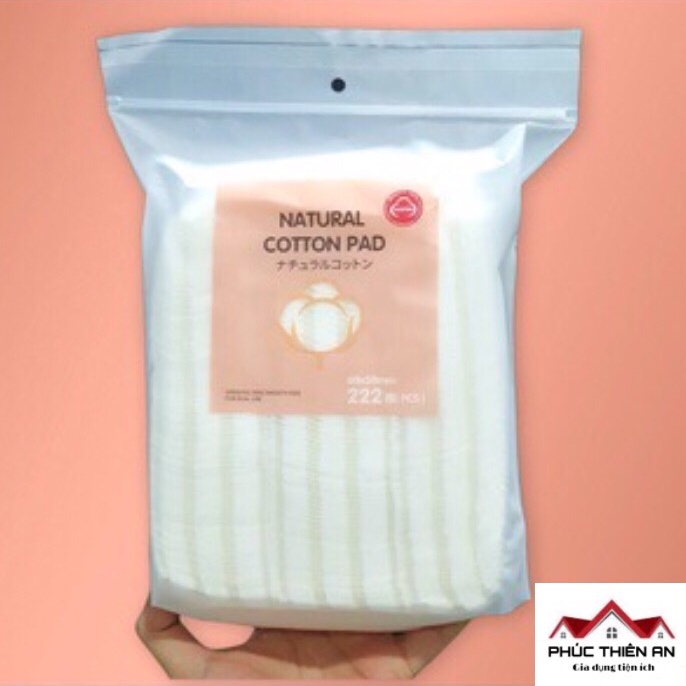 [Mẫu mới 2022] Bông tẩy trang 3 lớp 222 miếng Natural Cotton Pad - Siêu dày, siêu mềm mịn