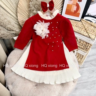 Sét áo dài nhung kèm bờm cho bé 9-16kg