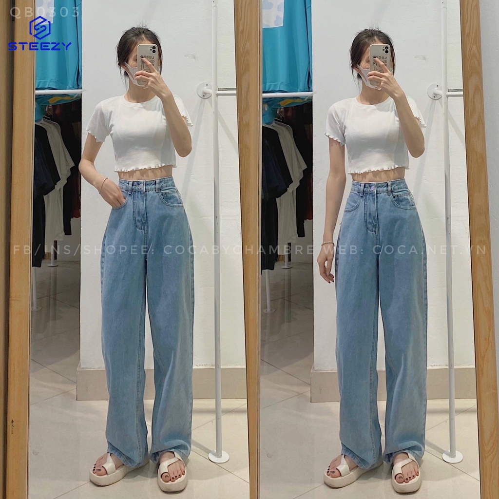 [QB0303] Quần jeans trơn cạp cao mã 03 (Có sẵn/Ảnh thật)
