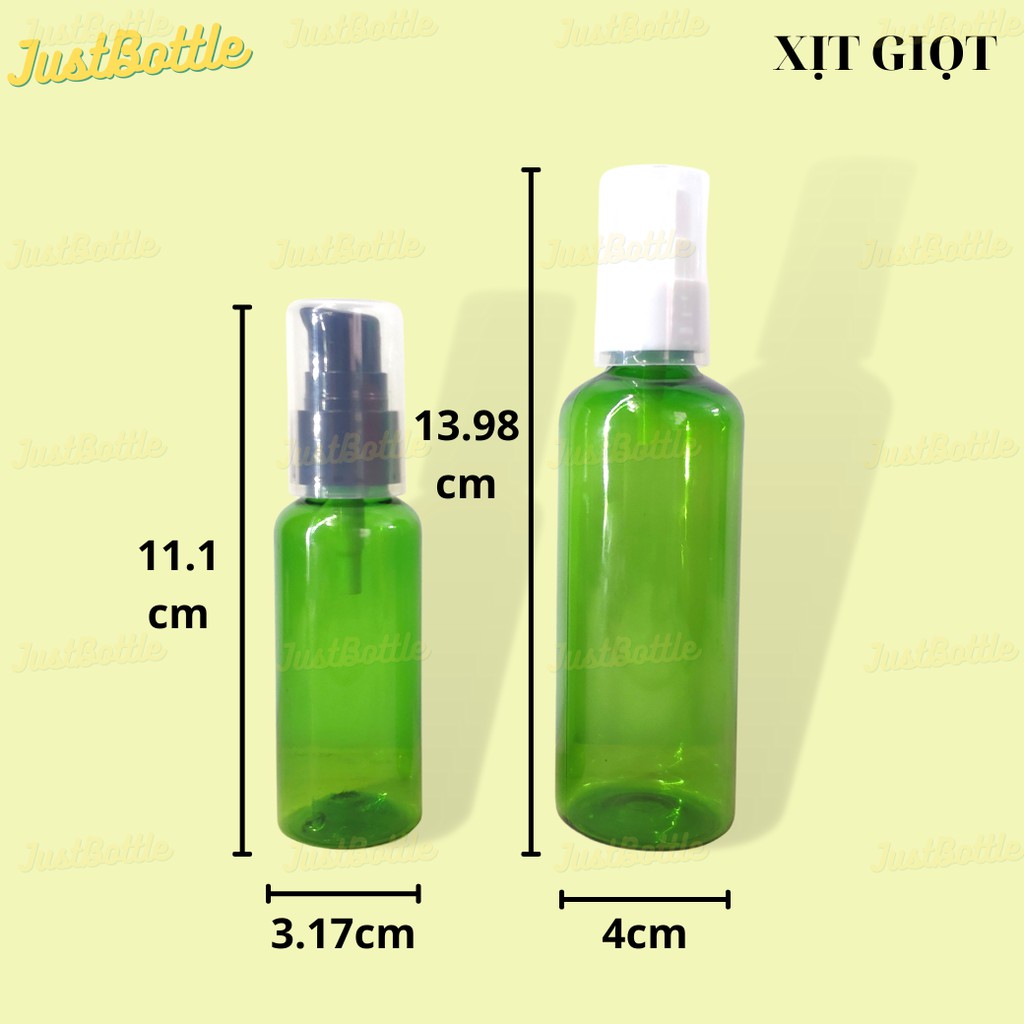 LỌ CHIẾT MỸ PHẨM CÓ VÒI Xanh Lá 30ml 50ml 100ml NẮP BẬT PHUN SƯƠNG XỊT GIỌT nhỏ miniVỎ CHAI NHỰA PET NHẤN XỊT