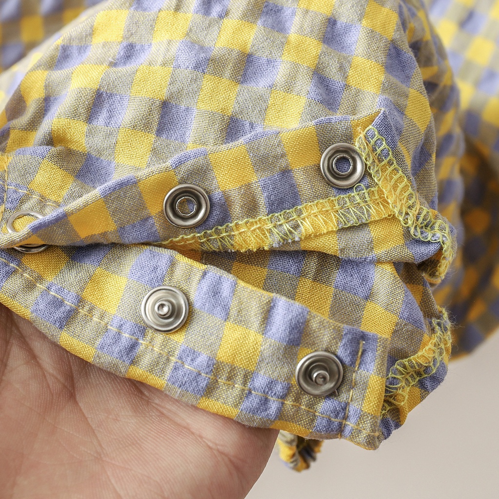 Bộ Áo Liền Quần Ca Rô Đáng Yêu Cho Bé