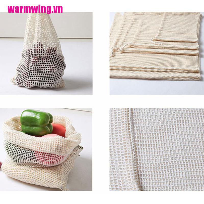 [WMW] Túi Lưới Cotton Đựng Trái Cây Có Thể Tái Sử Dụng Cho Nhà Bếp