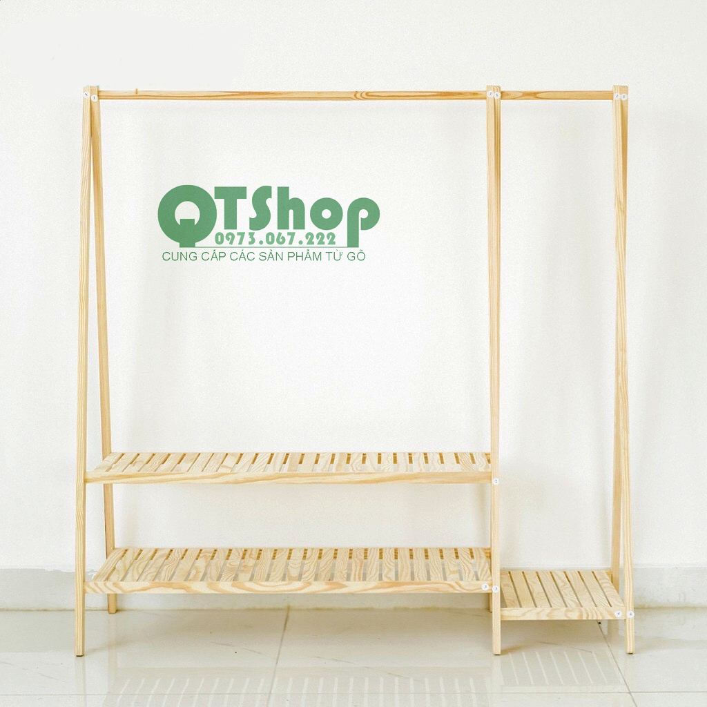 Kệ treo quần áo chữ A đôi-  Gỗ Thông Mỹ Nhập Khẩu - A Hanger 2 in 1 Phong Cách Hàn Quốc | BigBuy360 - bigbuy360.vn