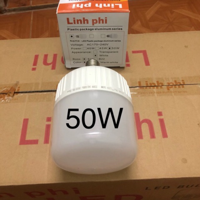 Bóng Đèn Led bulb 50W Linh Phi Đui xoáy E27 Công suất Lớn (Ánh sáng trắng)
