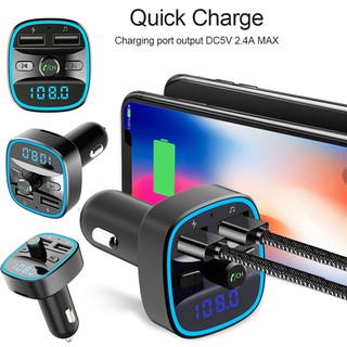 T25 Car MP3 Music Player Bluetooth 5.0 FM Transmitter Handsfree Call Dual USB Car MP3 Player
