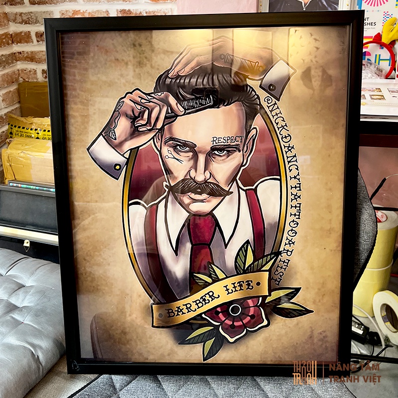 Tranh Decor Barber Shop -Trang Trí Tiệm Hớt Tóc Nam, Phong cách Cổ Điển Cá Tính