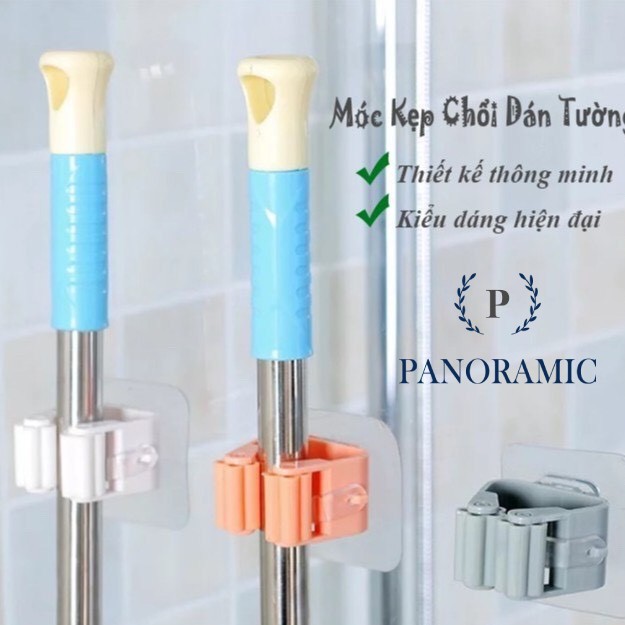 Kẹp treo dụng cụ vệ sinh và chổi lau nhà, kẹp treo đồ gia dụng dán tường đa năng