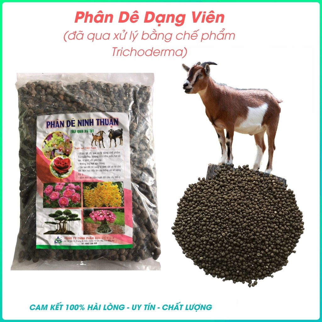 1KG Phân Dê Vi Sinh Ủ Mục Dạng Viên (Đã Qua Xử Lý Trichoderma) -Phân Bón Cho Hoa Lan, Hoa Hồng & Cây Kiểng