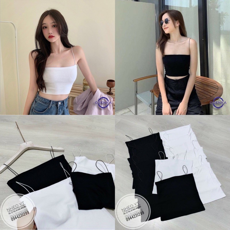 ÁO 2 DÂY , ÁO 2 DÂY NỮ ĐẸP 100% cotton đen trắng