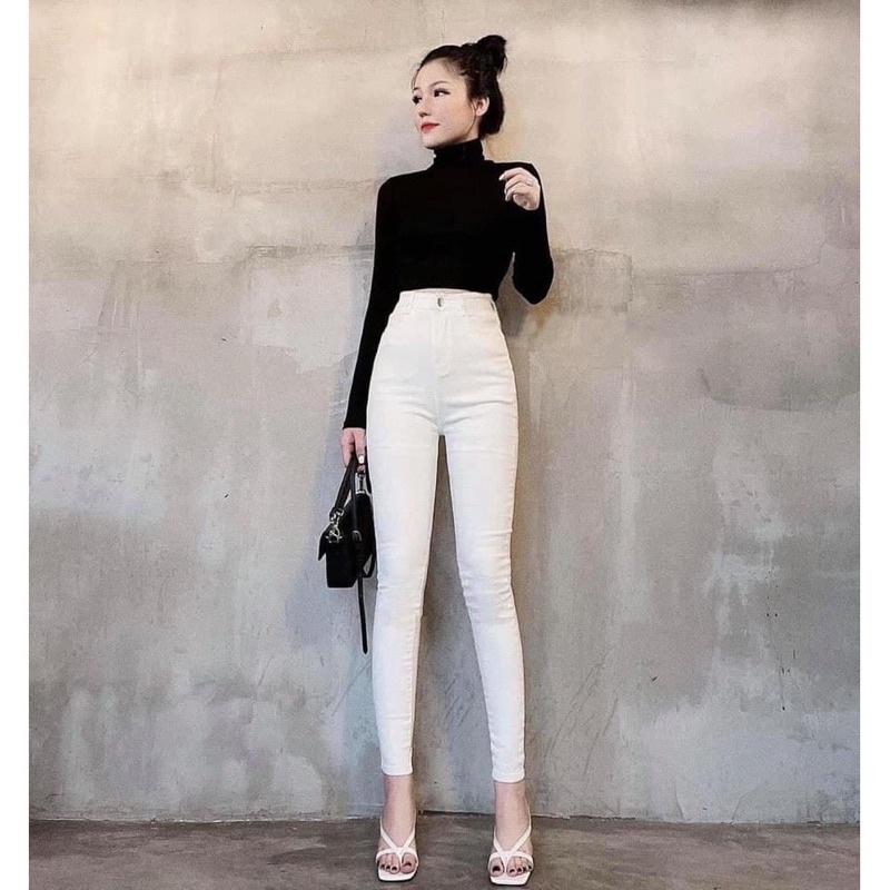 Quần jean giấy cạp cao - SL10