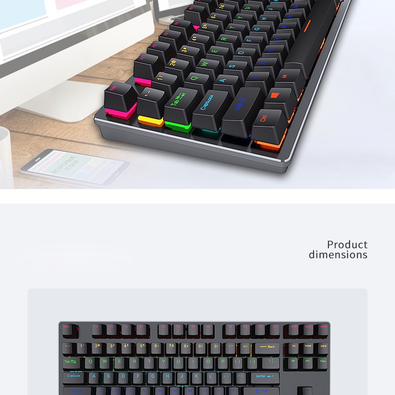 Bàn Phím Cơ, Bàn Phím Máy Tính Crack K550 Pro Full LED RGB 10 Chế Độ Khác Nhau, Chơi Game Dùng Văn Phòng Cực Đã