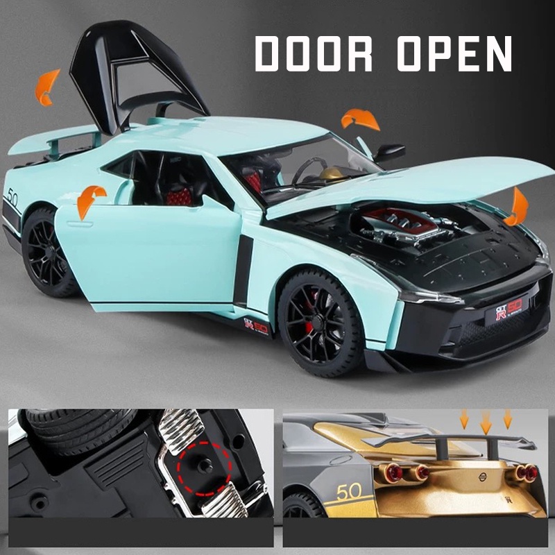 Mô Hình Xe Hơi Nissan GT-R50 Tỉ Lệ 1: 24 Bằng Hợp Kim Có Đèn Và Nhạc Cho Bé Trai