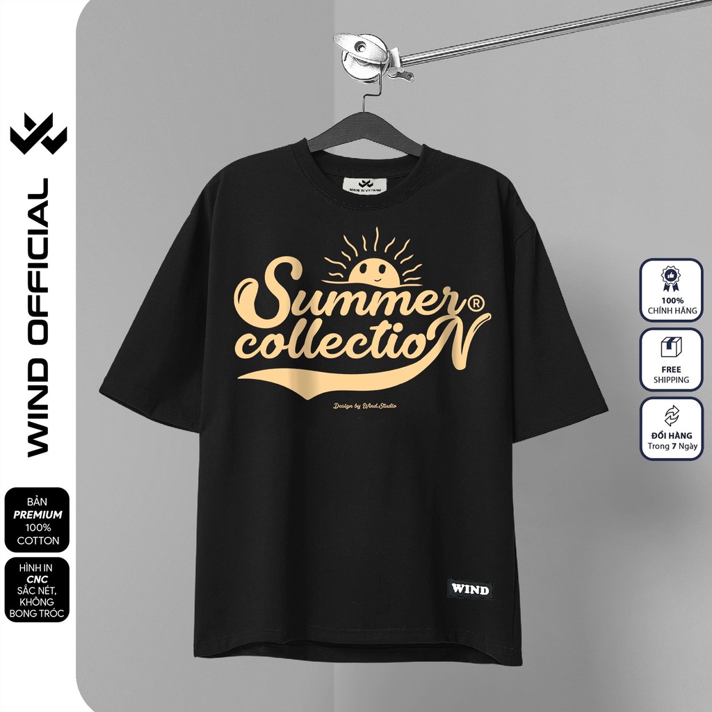 Áo thun tay lỡ unisex WIND phông form rộng 65% Collection nam nữ oversize ulzzang