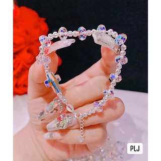 Lắc tay pha lê thánh giá bạc ta 100%