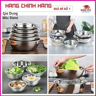 Miu store set chậu inox 5 món gồm 1 rổ và 4 chậu có kích cỡ khác nhau