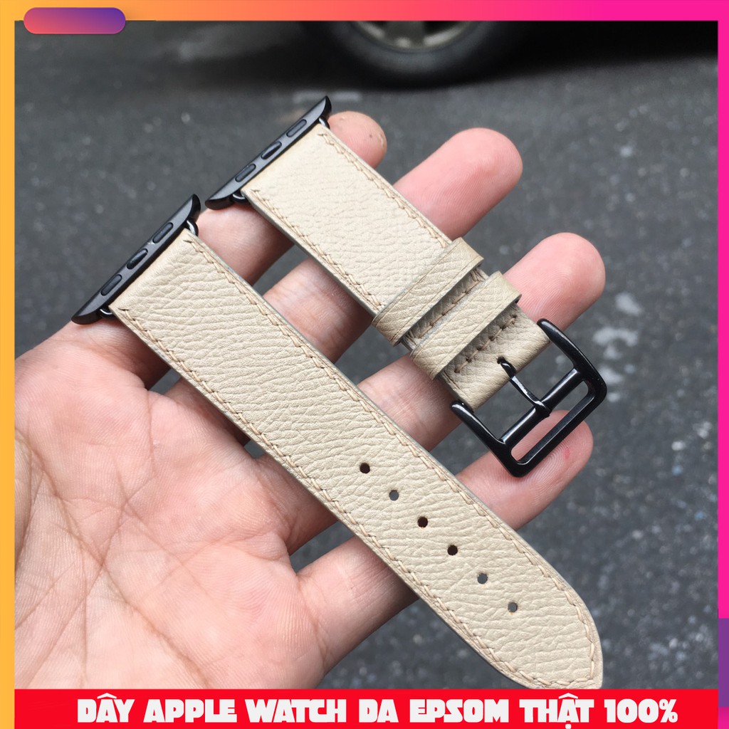 Dây đồng hồ Apple Watch da Epsom xanh Navy cao cấp đủ size Series 5/4/3/2/1 [Tặng chốt, khóa, tool thay]