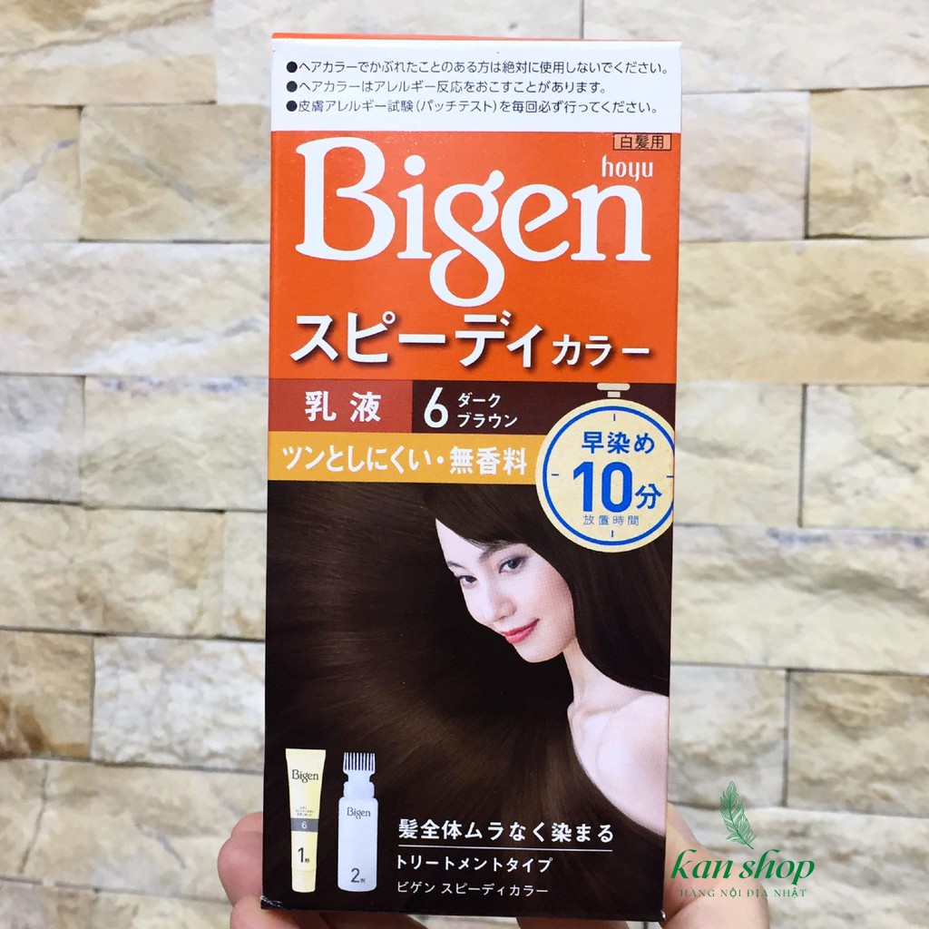 [SỐ 6] Kem nhuộm tóc phủ bạc thảo dược màu nâu tự nhiên Bigen Speedy Color Milky nội địa Nhật - 4987205041372