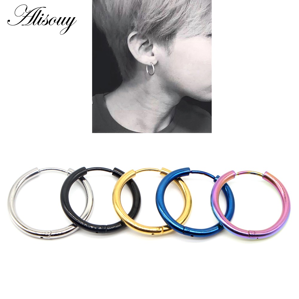 2 PC Thời Trang Mới Punk Unisex Thép Không Gỉ Vòng Tròn Bông Tai Nam Nữ Tai Hoop