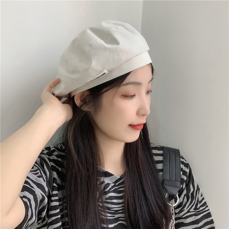 Mũ Beret Mỏng Thoáng Khí Màu Đen Phong Cách Nhật Bản Thời Trang Mùa Hè Cho Nữ