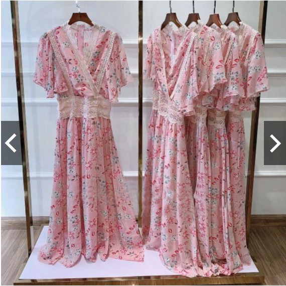 Váy xòe hoa nhí cổ V A1000.369 | BigBuy360 - bigbuy360.vn