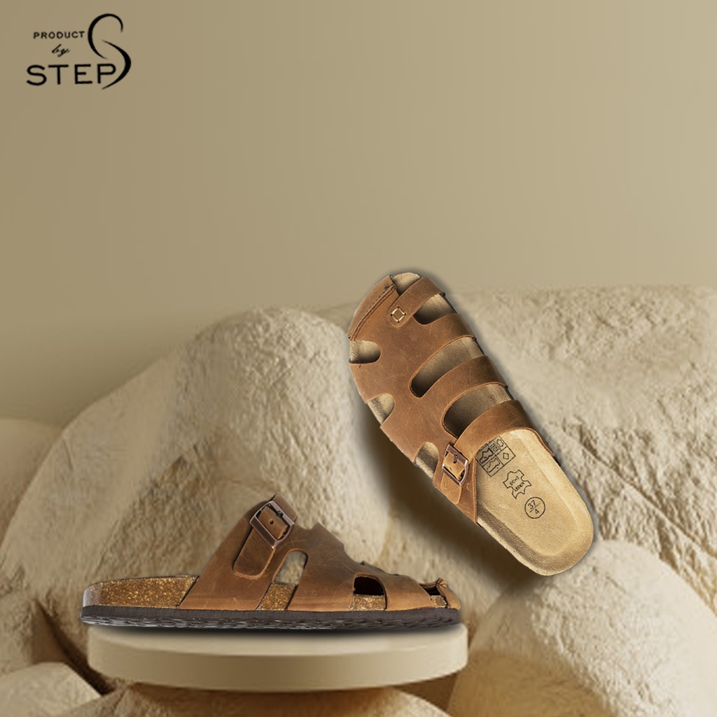 Dép đế trấu Unisex Da quai rọ bít mũi