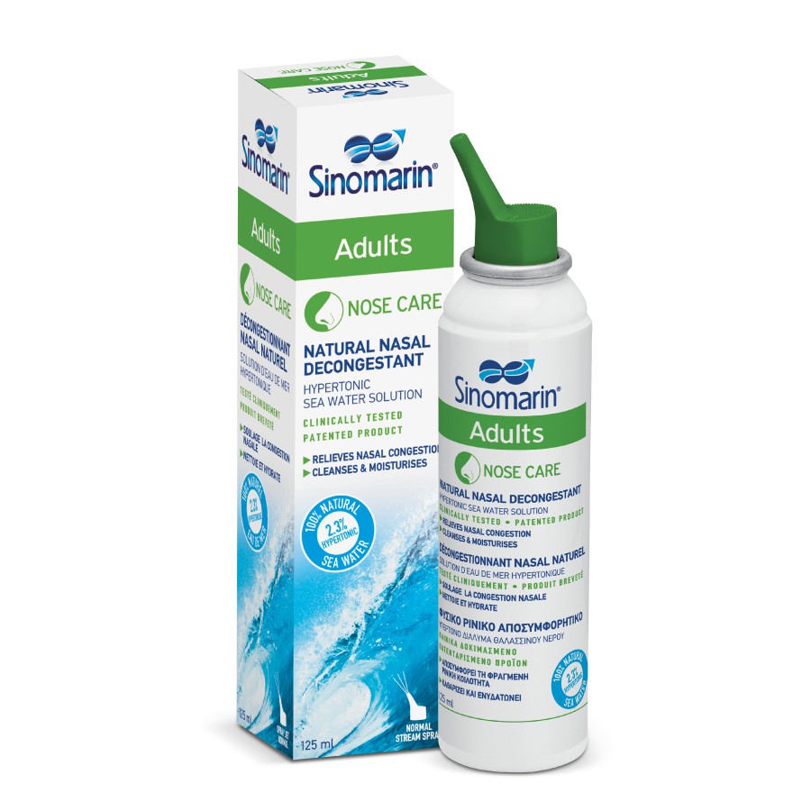 Xịt mũi, nước biển SINOMARIN ADULTS 125 ml màu xanh, vệ sinh mũi, chống nghẹt mũi