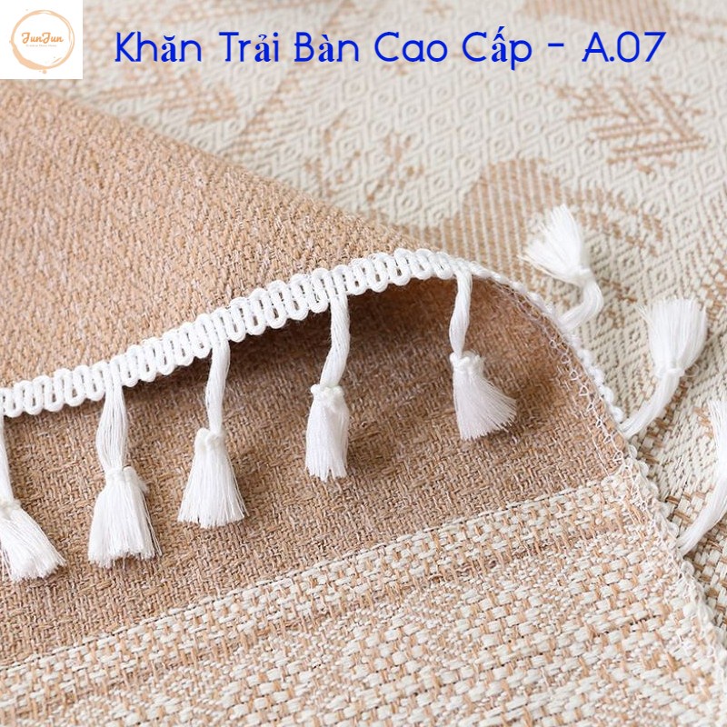 K14_Khăn trải bàn Cao Cấp có tua hình vuông/chữ nhật chất liệu cotton 100% Phong cách Bắc Âu
