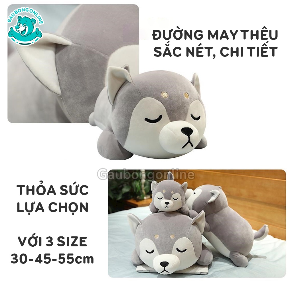 Chó Bông Shiba Nằm Ngủ | Gấu Bông Chó Shiba mềm mịn hàng cao cấp