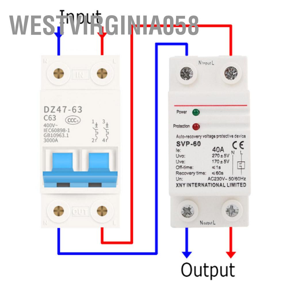 Westvirginia058 Thiết bị bảo vệ quá áp &amp; phục hồi tự động 230V 40A Bộ gắn trên đường ray DIN