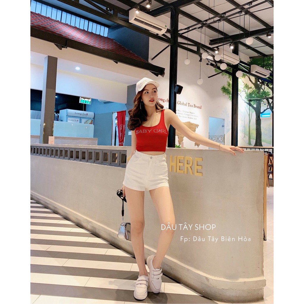 Áo Ba Lỗ Thun Gân Form Croptop In Chữ BABY GIRL Cực Chất TTS0656