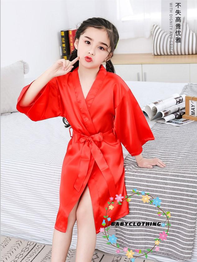 Áo Choàng Tắm Kiểu Kimono Bằng Lụa Satin Cho Bé Gái