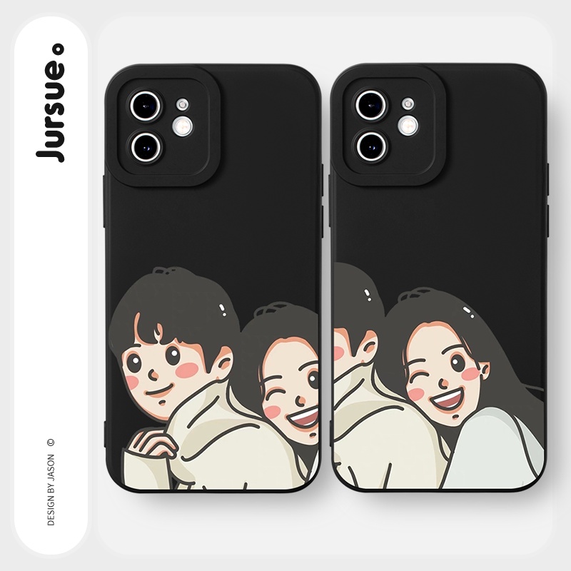 Ốp lưng JURSUE hoạt hình cặp đôi dễ thương đẹp cho iPhone 13 12 11 Pro Max SE 2020 X XR XS 8 7 ip 6S 6 Plus Y2073