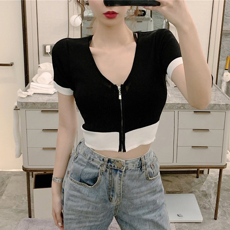 Áo Khoác Cardigan Dáng Ôm Phối Khóa Kéo Thời Trang Cho Nữ