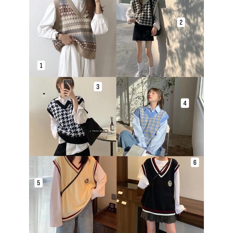 [RẺ NHẤT SHOPEE] 8 Mẫu Áo Gile Chất Dệt Kim Houndstooth Hàn Quốc Ulzzang 2021 [ Chất Lượng SP Là SỐ 1 ] | BigBuy360 - bigbuy360.vn