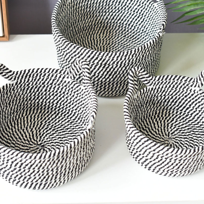 Giỏ Đựng Đồ Bằng Dây Cotton Bện Thủ Công Hình Tai Mèo Dễ Thương Sắp Xếp Gọn Gàng