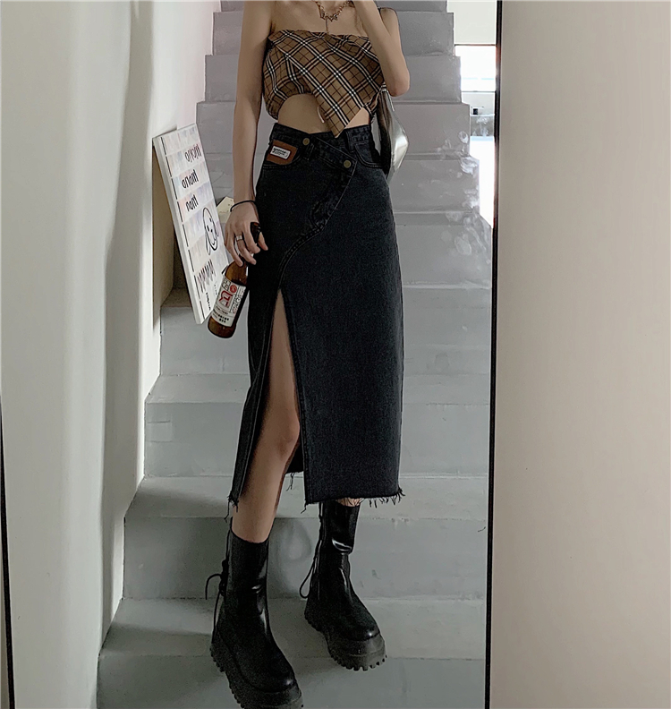 Chân váy jean IELGY lưng cao dáng mỏng sành điệu thời trang mùa hè 2022 mới dành cho nữ