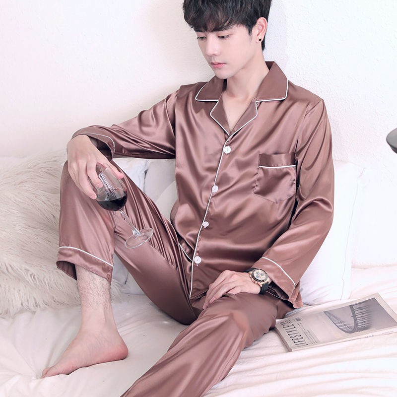Bộ ngủ lụa Pijama nam màu trơn chất siêu đẹp (Hàng có sẵn)12AB214