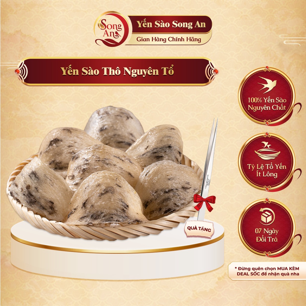 Yến sào thô nguyên tổ, Tổ yến thô nguyên chất Song An Food bổ sung dưỡng chất bồi bổ sức khỏe 10gr/30gr/50gr/100gr
