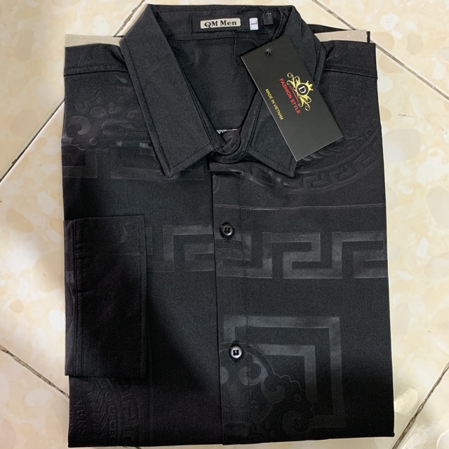 Áo Sơ Mi Nam Dài Tay Phối Hoạ Tiết Dập 3D Xám Chìm (kèm hình thật) | BigBuy360 - bigbuy360.vn