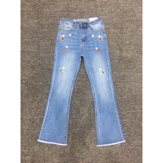 QUẦN JEANS NỮ ỐNG LOE (BAS) THÊU HOẠ TIẾT. Hàng vnxk