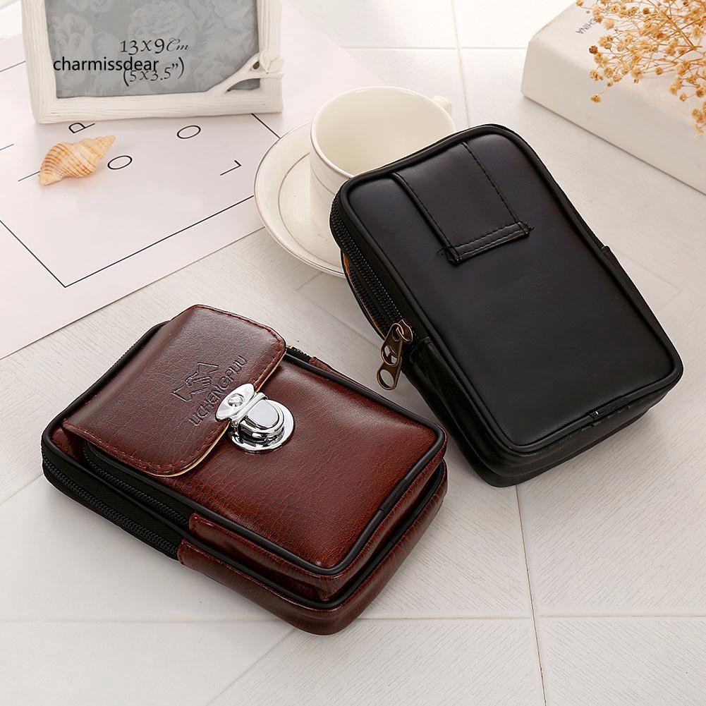 Túi Giả Da Đeo Hông Có Khóa Kéo Phong Cách Vintage Thời Trang Cho Nam