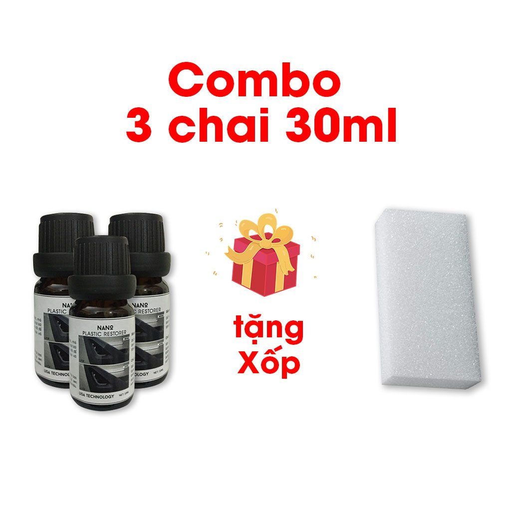 Chai phục hồi làm mới nhựa nhám nhựa đen Nano Plastic Restorer 10ml - Tặng mút