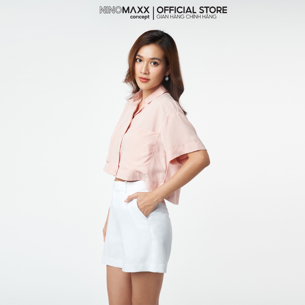 N&amp;M Áo sơ mi Nữ croptop tay ngắn vải modal 2104117
