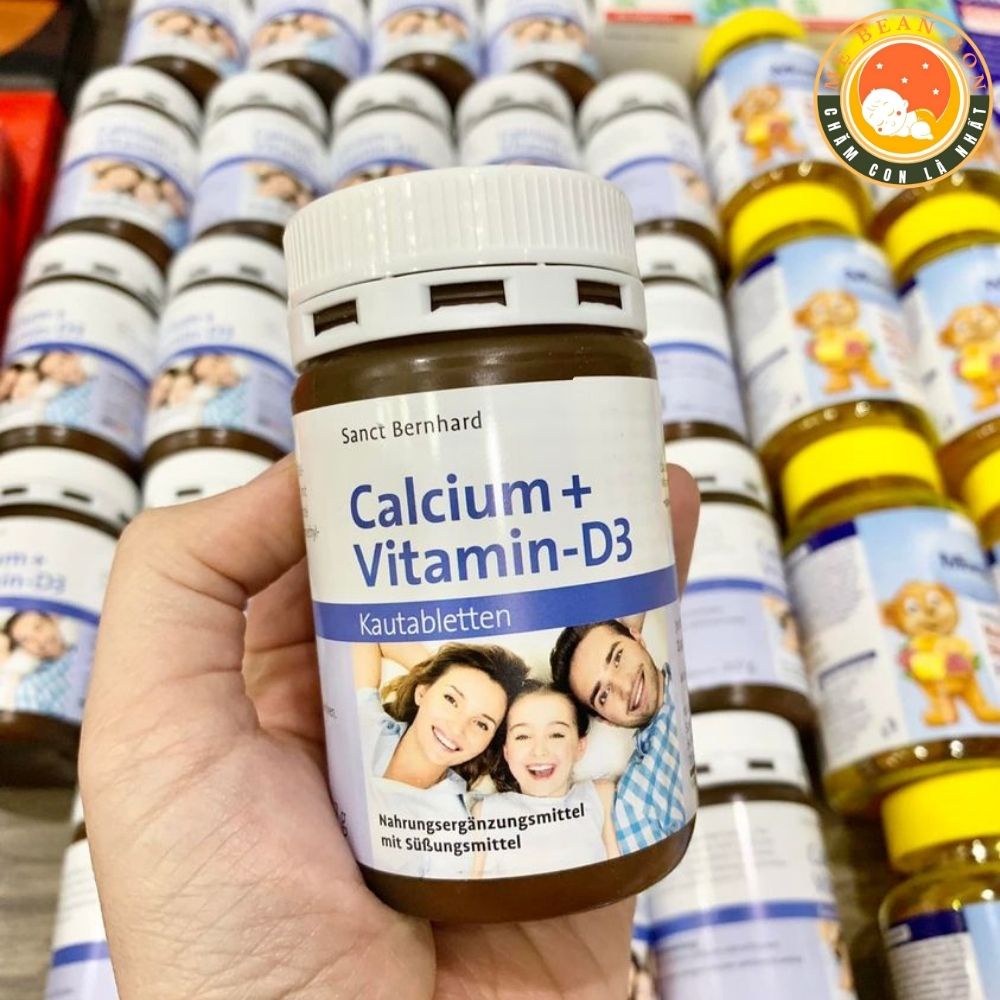 Viên ngậm canxi Calcium Vitamin D3 Sanct Bernhard hàng Đức hương Socola 150 viên cho bé trên 2 tuổi và cả gia đình