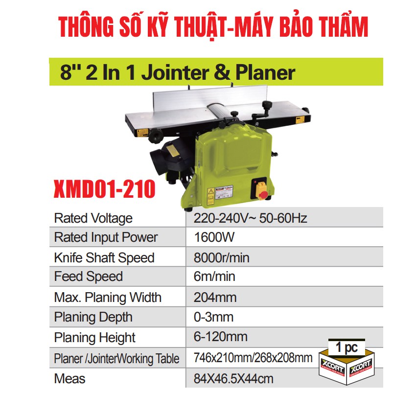 Máy bào thẩm - Máy bào cuốn kết hợp bào thẩm 1600W XCORT