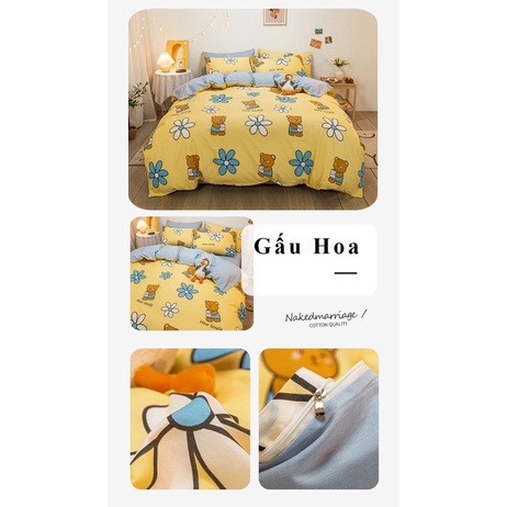 BỘ GA GỐI COTTON Orangnic CÓ CHĂN 1m6, 1m8x2m