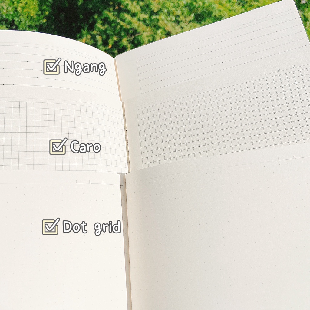 Combo 2 Sổ May Dán Gáy Size B5 Caro/Line/Dot Grid 120 Trang KLONG Vở Ghi Chép Học Tập