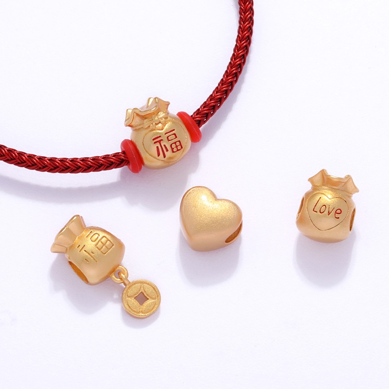 Hạt Xỏ Vòng Tay/Dây Chuyền May Mắn Màu Vàng Đục Lỗ Cao Cấp Hàng Việt Nam diy